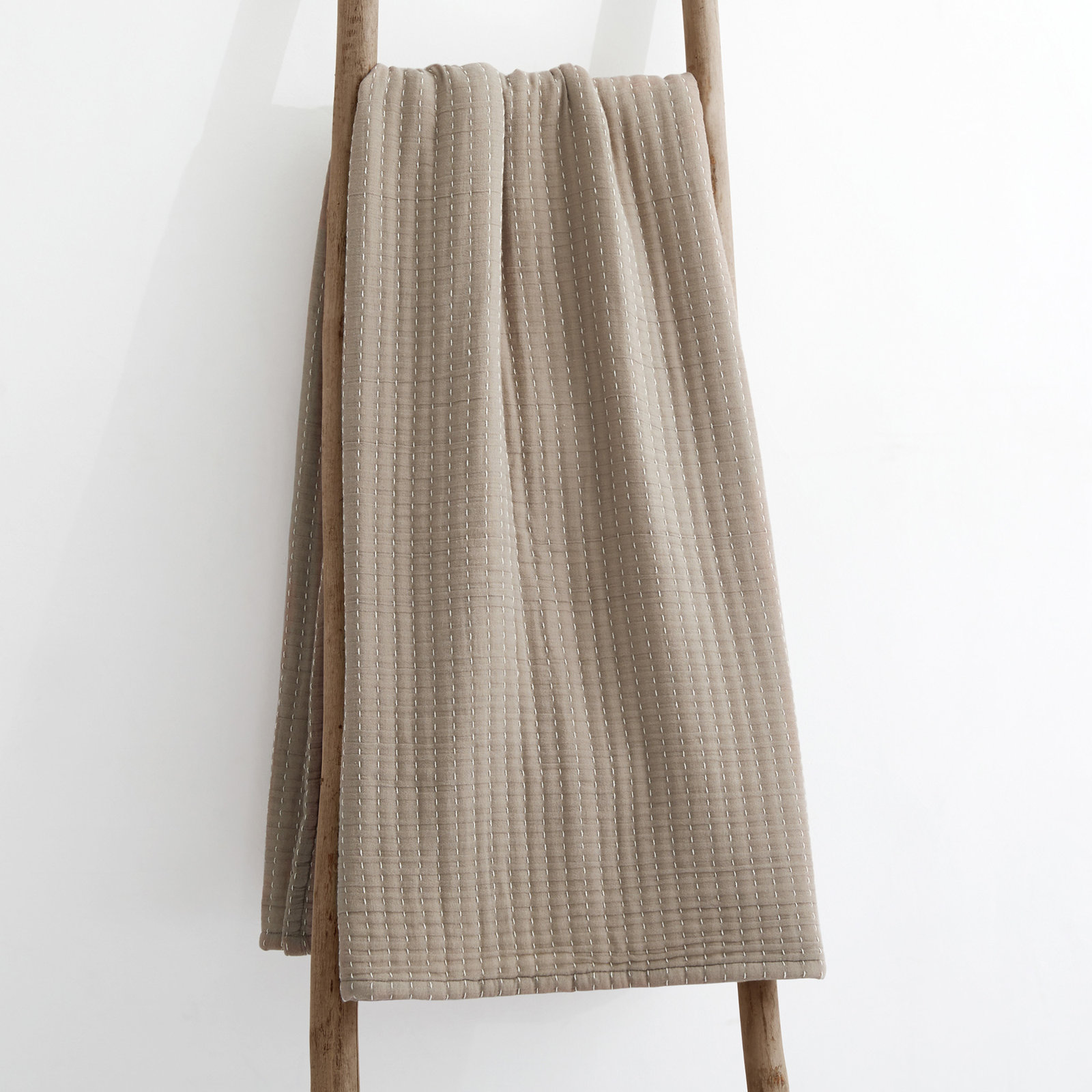 Caden Cotton Gauze Taupe Throw