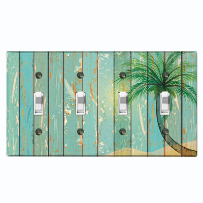 Palm Tree Green Fence Nature Themed 4 - Gang Wall Plate