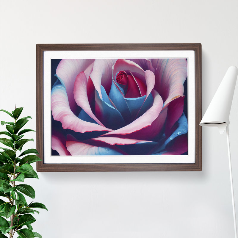 Colourful Rose Flower Vol.4 - Single Picture Frame Painting, 34cm H x 46cm W x 2cm D, Walnut Framed