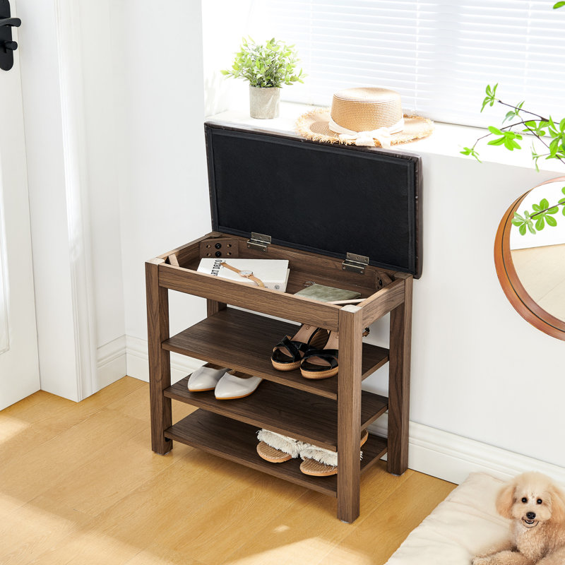 Banc brun avec réglage de la hauteur, bois d'hévéa naturel, éponge haute, trois couches de cuir de ventilation, siège en éponge