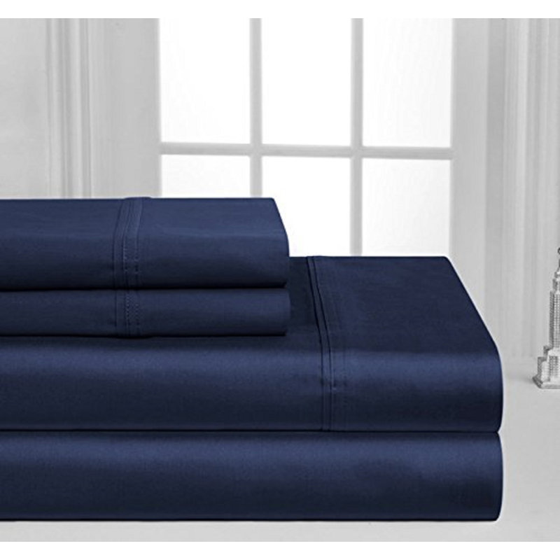 Egyptian Cotton Sheet Set, Navy, Queen Sheet Set with 2 Pillowcases