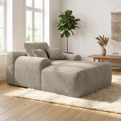 47inch Convertible Chaise Lounge Chair Plush With Wide Armrest & Throw Pillows, Cozy Boneless Sleeper Sofa Bed Armchair, For Living Room, Bedroom, No Assembly Required