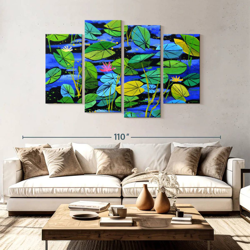 Harnek Pink Waterlilies, 54" H x 84" W