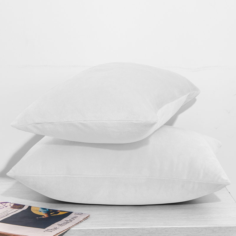 Zippered Pillowcases, Luxury Velvet Flannel Pillow Cases, Super Soft - NTBAY, 20" x 30", White