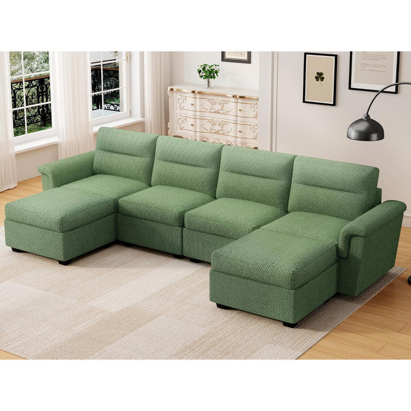 Canapé modulaire réversible avec rangement 6 pièces, Vert