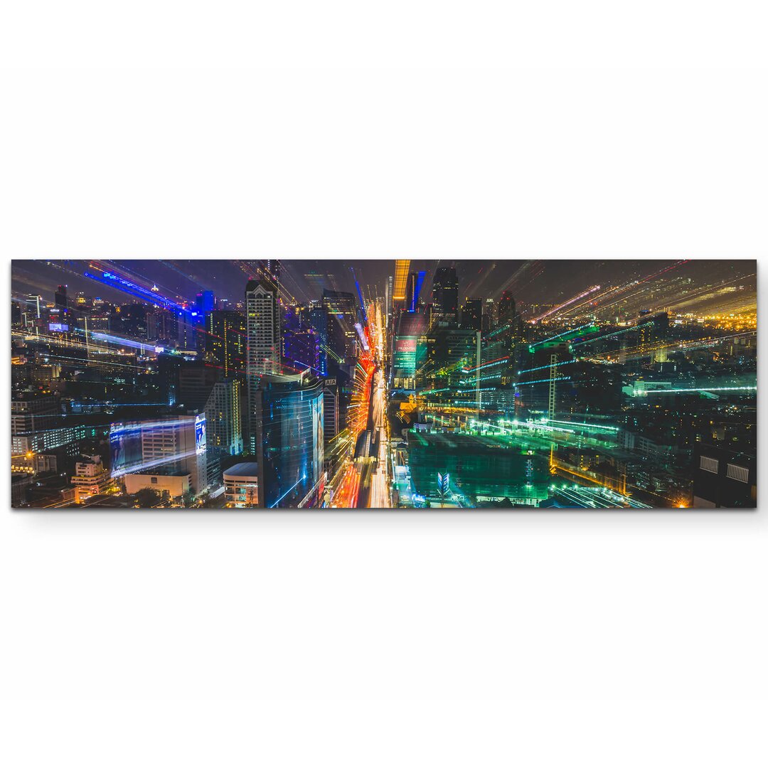 Leinwandbild Skyline bei Nacht - Bangkok, Thailand