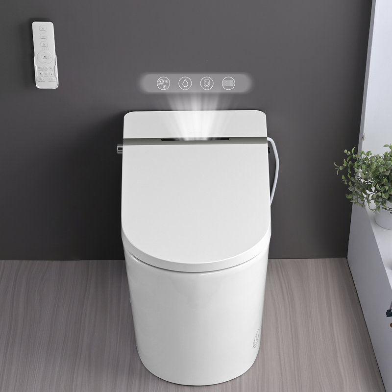 Led Display Smart Toilet With Night , Heated Seat, Self-Cleaning Nozzle, Foot Sensor, Remote Control Sensor Bidet , Control,