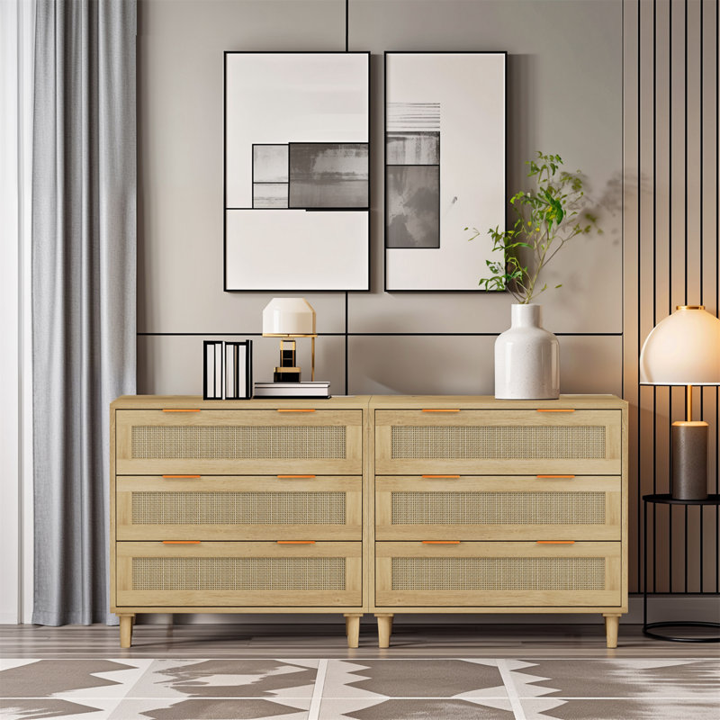 3-Drawers Rattan Storage Cabinet Rattan Drawer