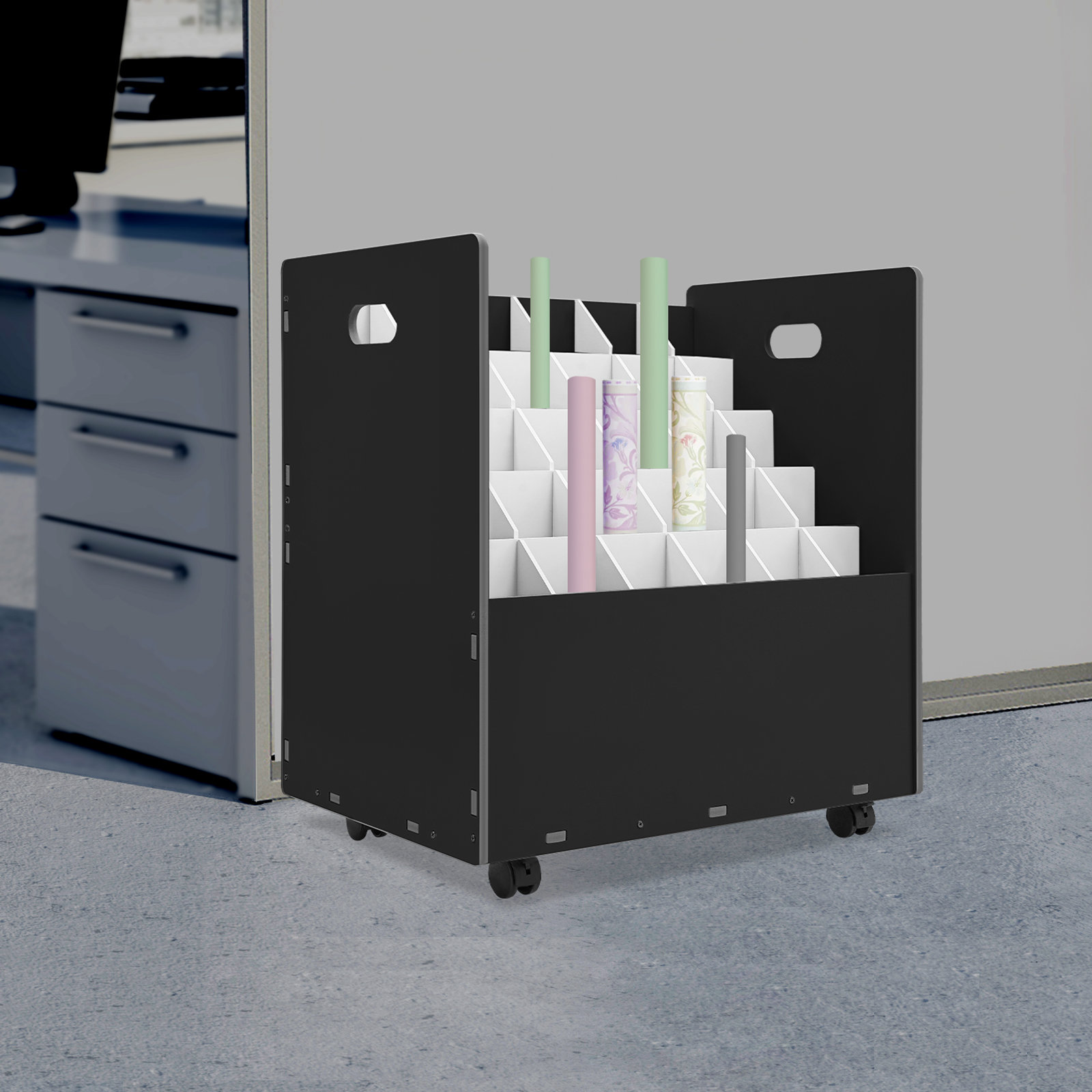 CNCEST 30 Slots Roll Files Storage Organizer With Wheels | Wayfair