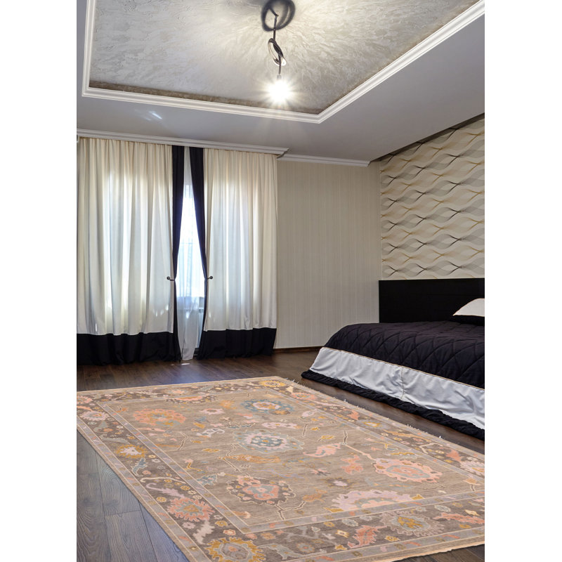 Tapis taupe moderne gris Oushak 8 pi 11 po x 11 pi 11 po