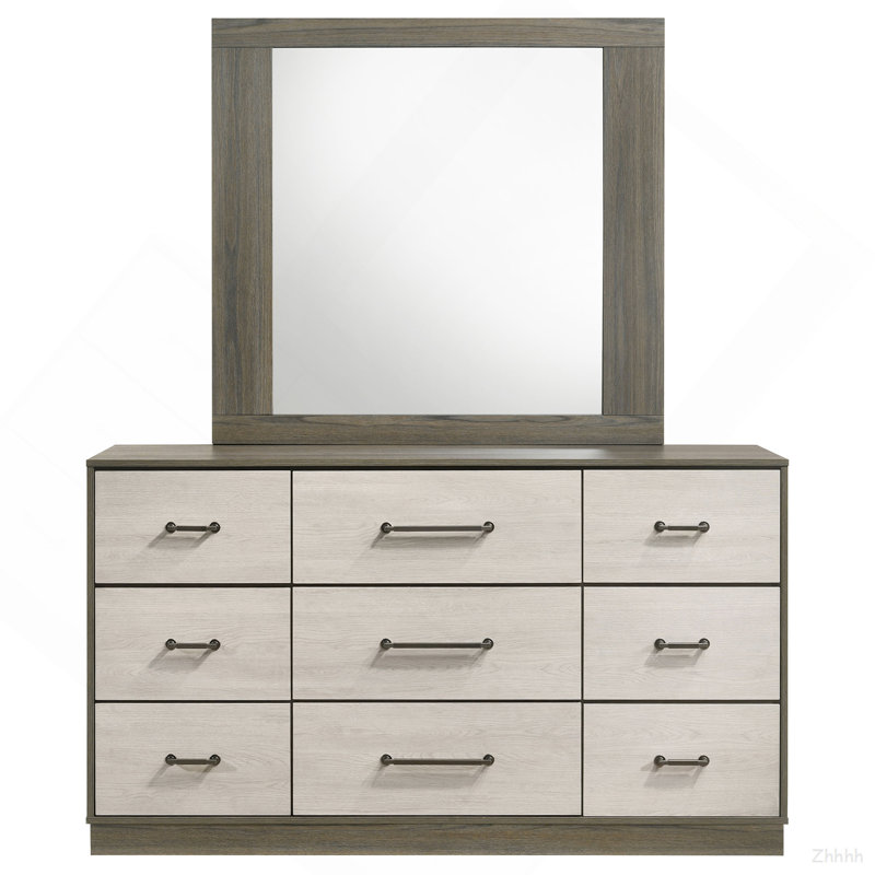 Commode 9 tiroirs avec miroir Edmondson, 71.5 cm H x 60.75 cm W x 17.75 cm D