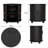 23.62'' Mid-Century Modern Round Nightstand with Charging Station, Black Finish Cylinder Side Table with Sliding Door and Storage-304994613
