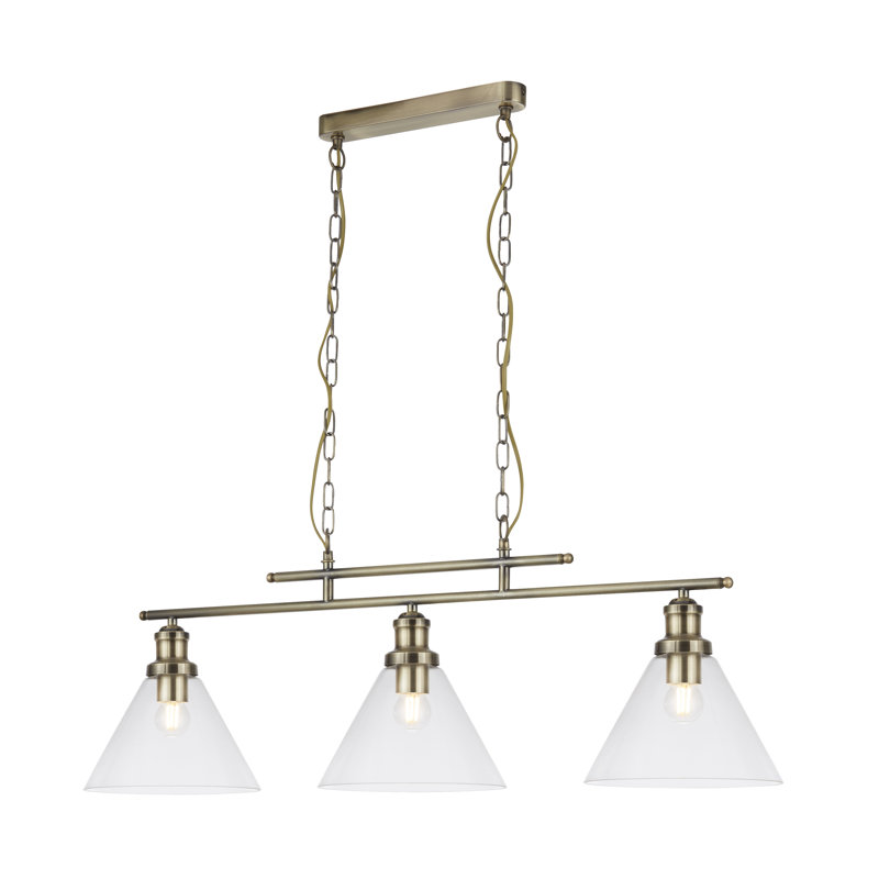 Luminaire suspendu pour îlot de cuisine à 3 lumières Annmarie, Laiton antique