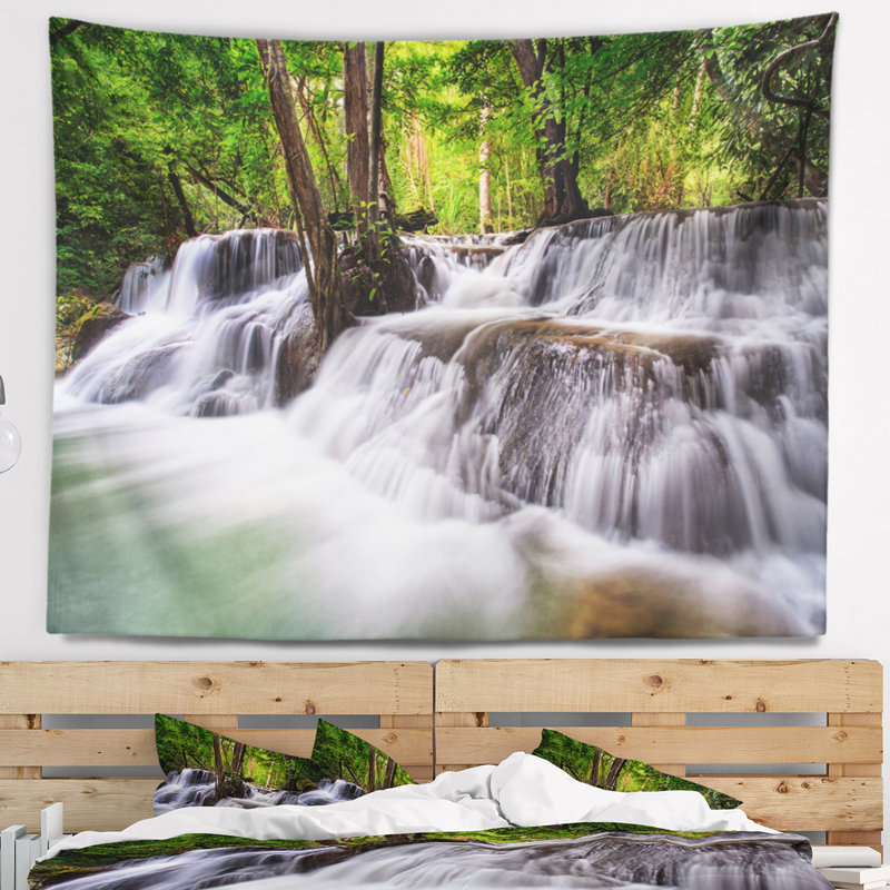 Paysage cascade huai mae kamin tapisserie, H 32 po x l 39 po