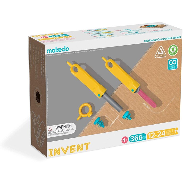 Makedo Starter 036 | Cardboard Construction Starter Pack | STEM and STEAM  Educational Toys for Kids | Perfect for at Home Play + Classroom Learning 