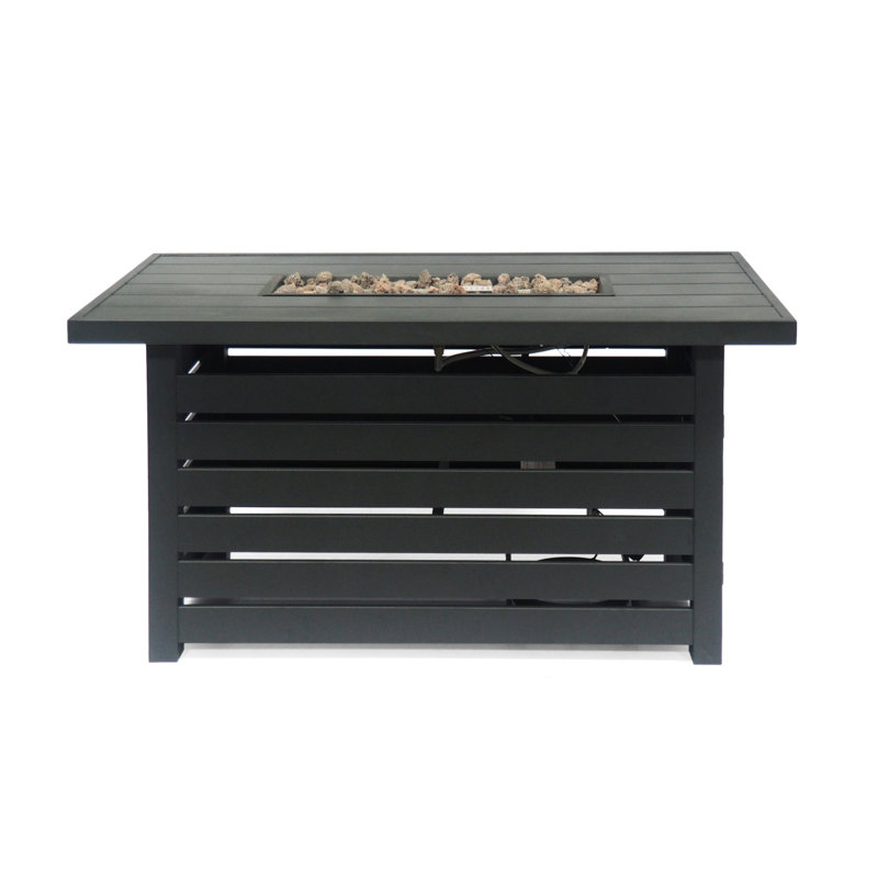 Iron Rectangular 30,000btu Fire Pit With Shielded Tank Cover - 45.00”w X 42.00”d 23.71”h, Black, Easy Assembly Guide Made Of And Hidden Storage Simple