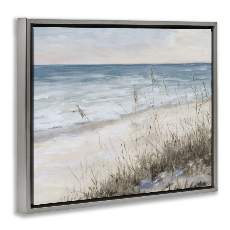 Art mural sur toile, "Traditional Beach Coast Line Tall Grass Soft Sky" par Julie Derice, H 17 po x l 21 po