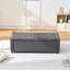 Banc de rangement pour chambre 48 po avec charnière, accoudoirs rembourrés en faux lin pour chambre à coucher, salon, vestibule, gris, design traditionnel américain, forme rectangulaire, siège mi-moelleux, rangement interne, carré