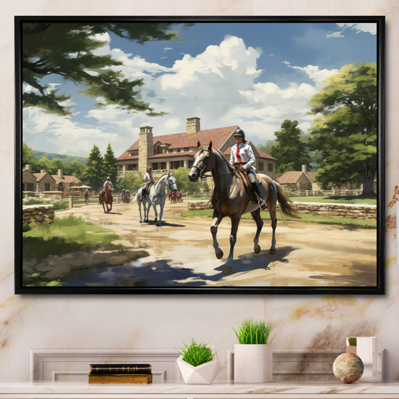 Impression sur toile de campagne Country Equitation Elegance III - animaux, H 24 po x l 32 po x P 1 po, Cadre flottant noir