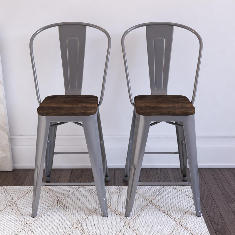 North Andover Bar Stool, Silver, Counter Stool (23.5” Seat Height)