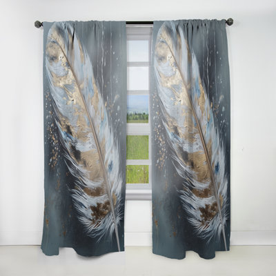 Ballerini - Gold Feather Wanderlust II - Modern Velvet Curtain - Room Darkening - 1 panel