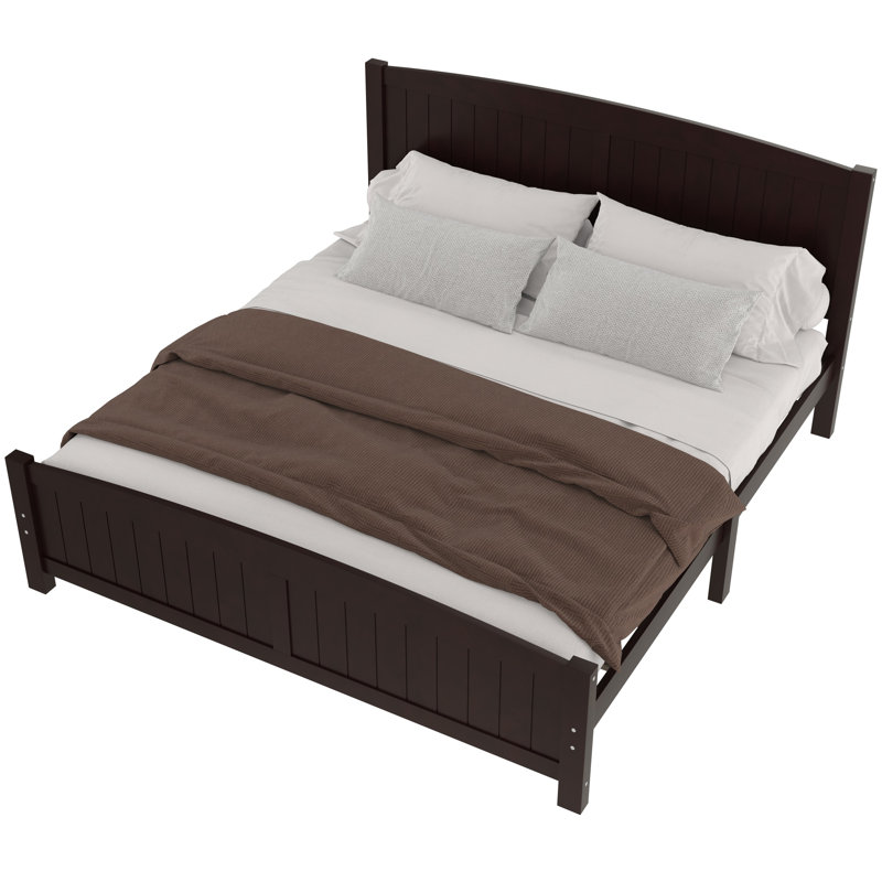 Lit plateforme très grand en bois massif avec lattes de soutien solides - minimaliste, durable, sans sommier, espresso
