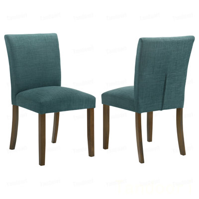Chaise d'appoint de salle à manger rembourrée bleu sarcelle Conifer (ensemble de 2)