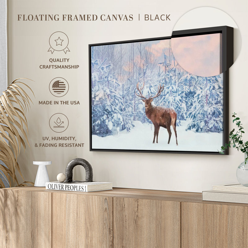 Snowy Deer Canvas Print, 9" H x 13" W