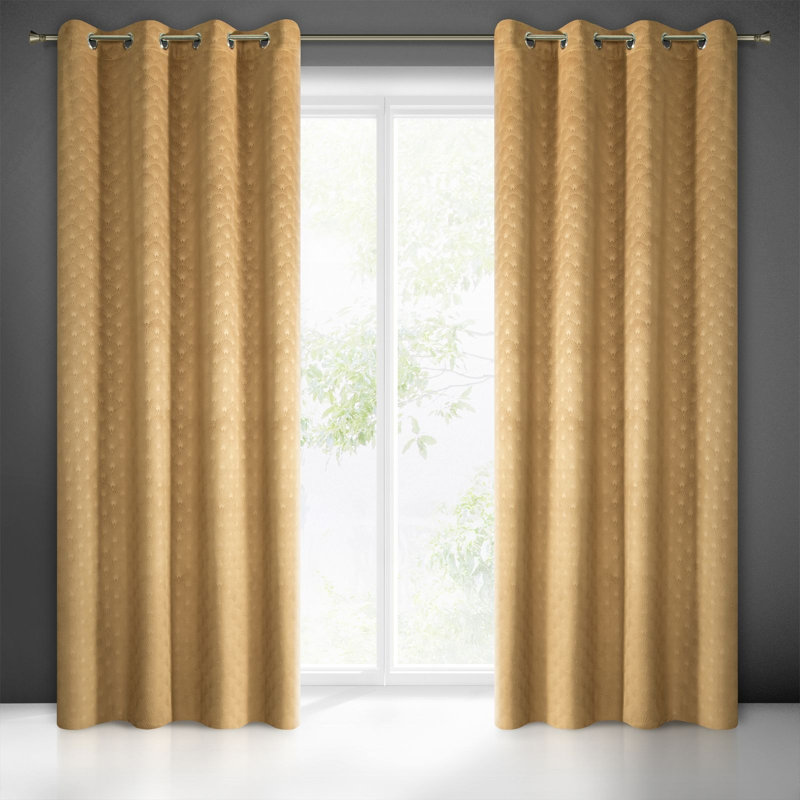 Julia Eyelet Blackout Curtain, Yellow