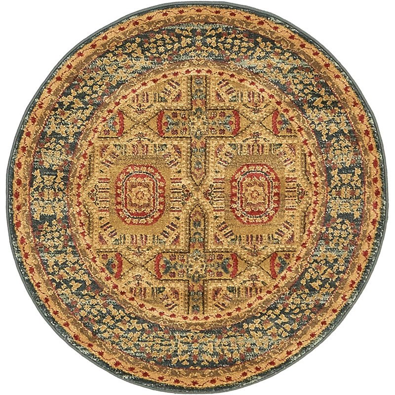 Tapis oriental beige / rouge Ophelia, Rond 3 pi 3 po