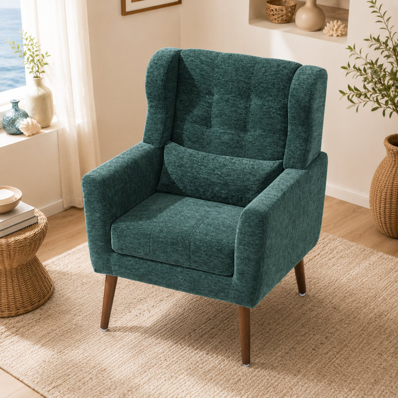 Fauteuil d'appoint Kawonna, Chenille vert noirâtre