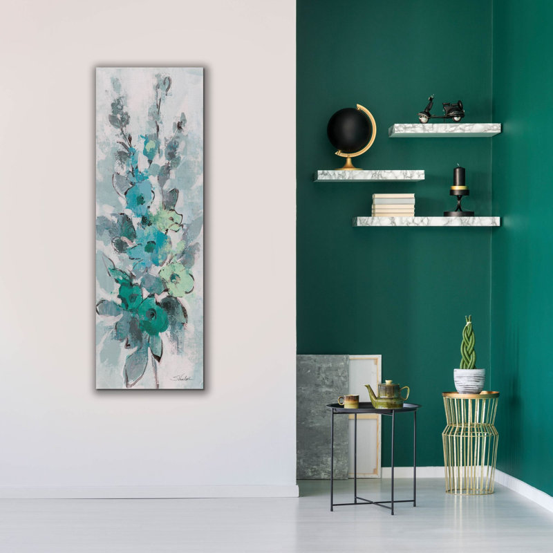 «Loose Bouquet Of Flowers 2 Blue Grey» par Silvia Vassileva, art mural sur toile, H 60 po x l 20 po x P 1,5 po