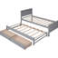 Lit plateforme simple avec lit gigogne et tiroir, fabrication en pin gris et robuste, crée une pièce de rangement fonctionnelle pour la chambre à coucher, maximise le potentiel-1331473051