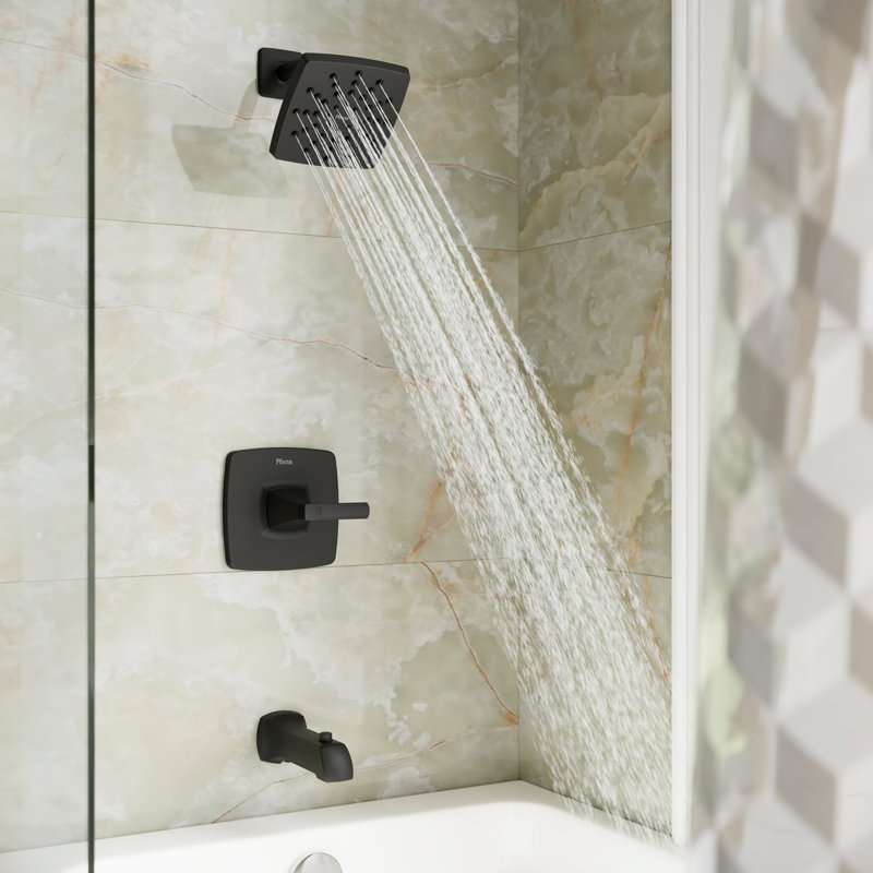 Robinet de baignoire et douche Vaneri avec valve brute, Noir mat