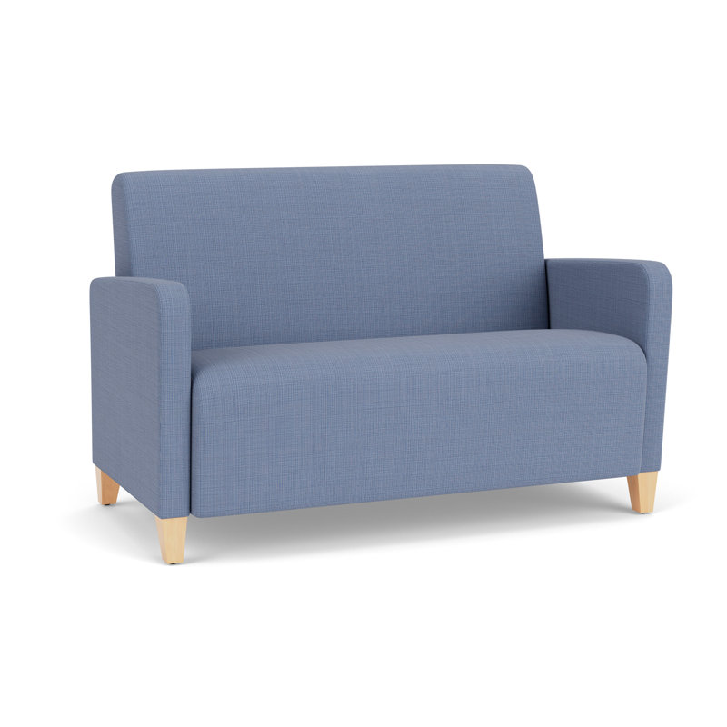 Causeuse de réception Ravenna, Bois naturel, Chambray bleu marine clair