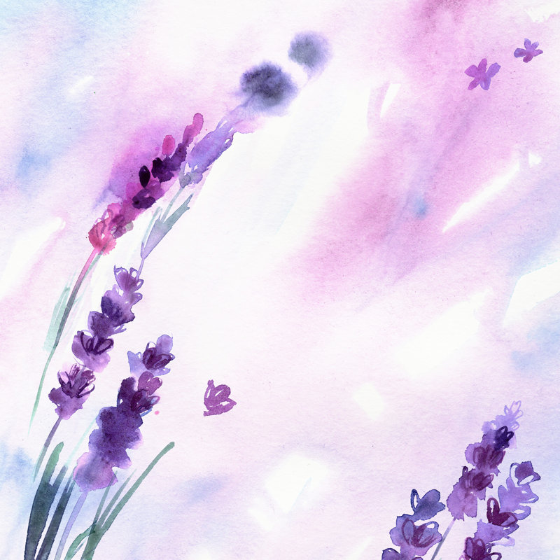 Hand Painted Lavender Flowers by Elena Efremova - Wrapped Canvas Painting, 76cm H x 76cm W x 3.8cm D