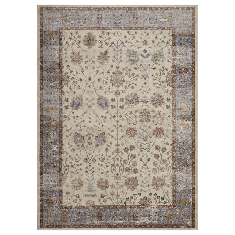 Area Rugs North African Boho Area Rug for Living Room – Machine Washable, Low Pile, Non-Slip Carpet for Living Room, Bedroom, Kitchen & Hallway,