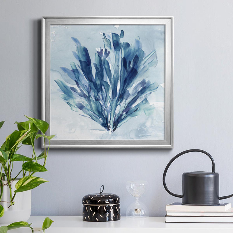 Coastal Coral I - peinture sur toile encadrée, H 22,5 po x l 22,5 po x P 1,5 po, Argent