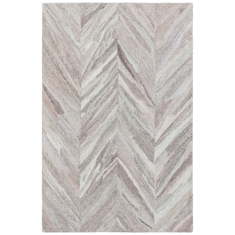 Gray and Tan Hand-Tufted Wool Rectangular Rug 7'9" x 10'6"