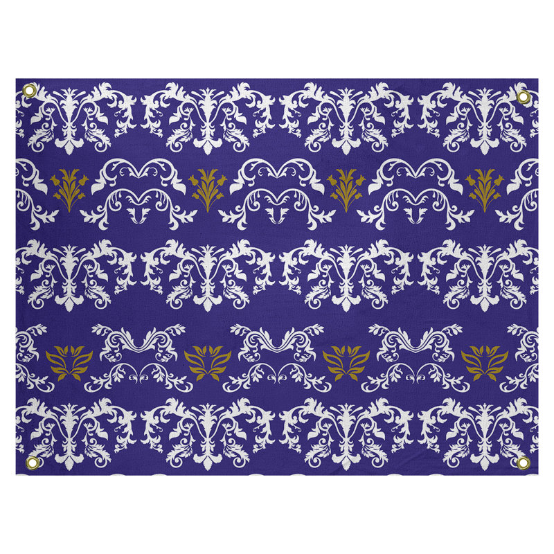 Tapisserie baroque polyester polyester Baltimore, H 50 po x l 59 po, Mauve, blanc, jaune
