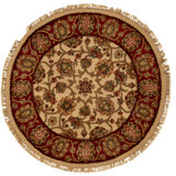 Hand Knotted Wool Area Rug in Ivory And Red