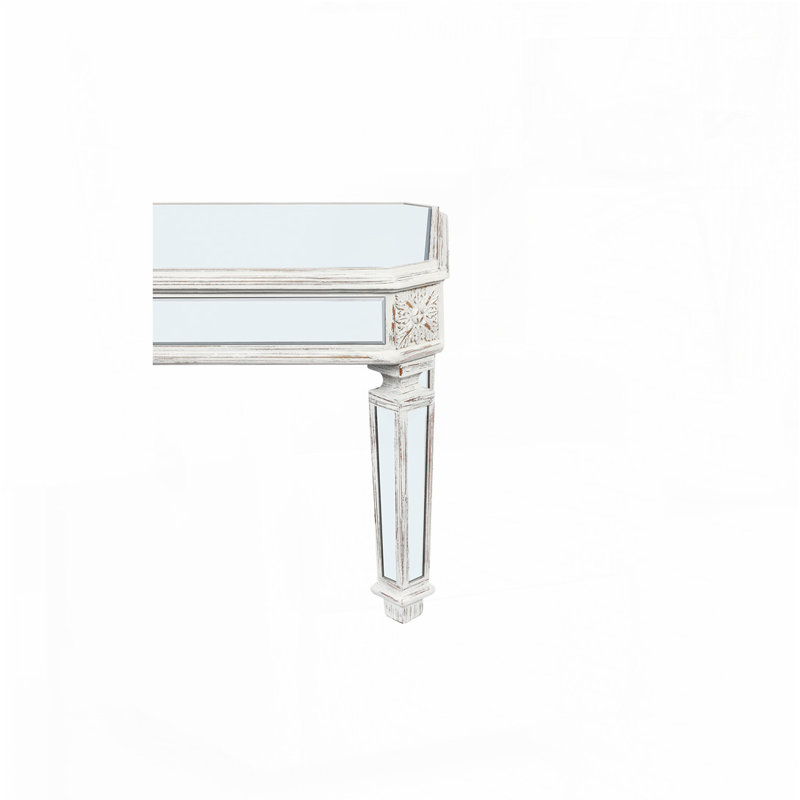 Table basse rectangulaire à miroir en argent, Blanc