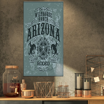 Arizona Wild Horse Rodeo - reproduction d'art textuel sur bois