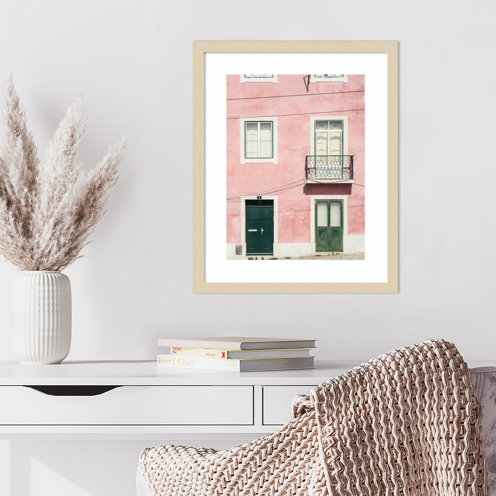 Daisey "Pink Parade" Print, Brown, 21" H x 17" W