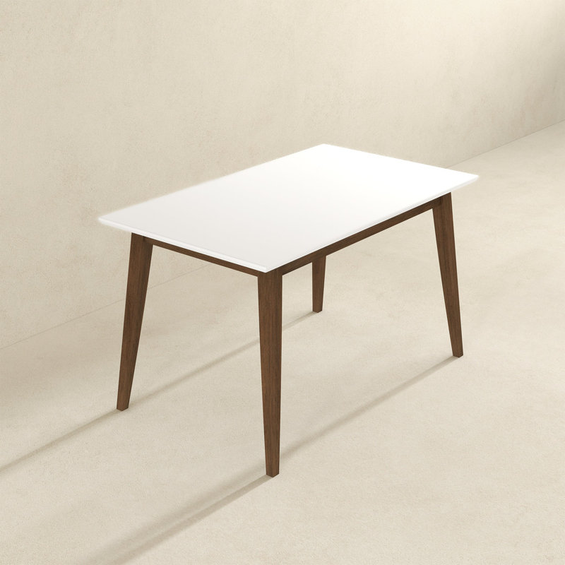 Levi Modern Style Solid Wood Rectangular White Top Dining Table 47", White, 29.5"H x 47.2"L x 29.5"W