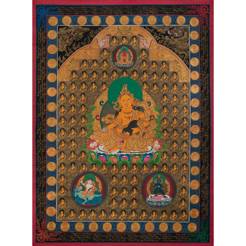 Dzambala Thangka (Thangka sans brocart) | Or 24 carats sur toile