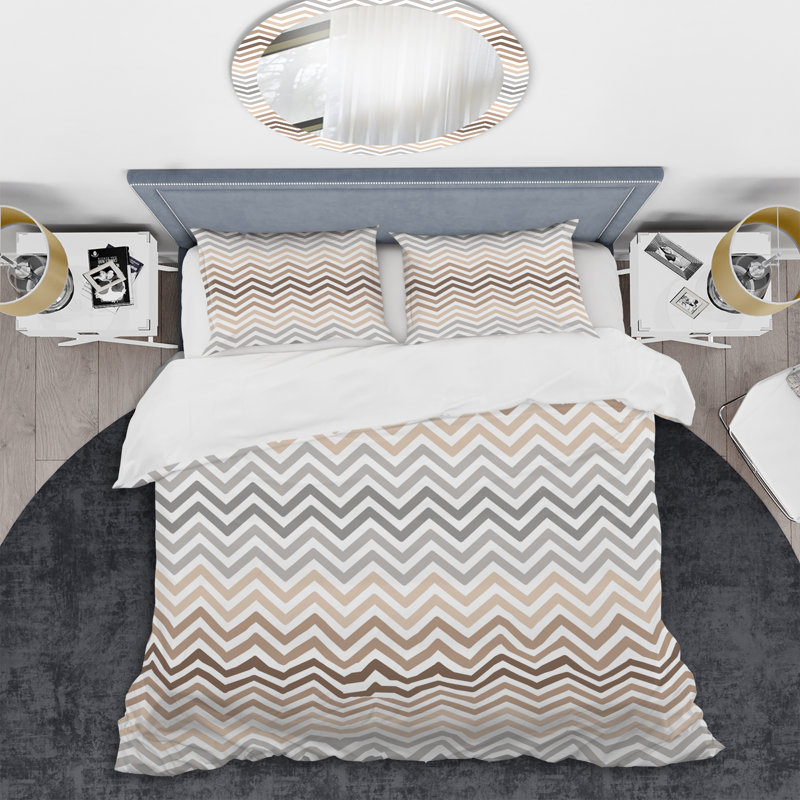 Ensemble de housse de couette en microfibre brun / blanc / bleu 3 pièces, Housse de couette simple + 1 taie décorative stan
