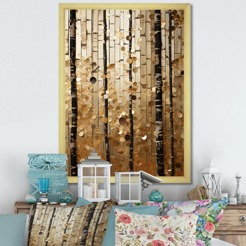 Festive Botanical Abstractions - Art mural botanique, Cadre doré simple, H 40 po x l 30 po x P 1,5 po