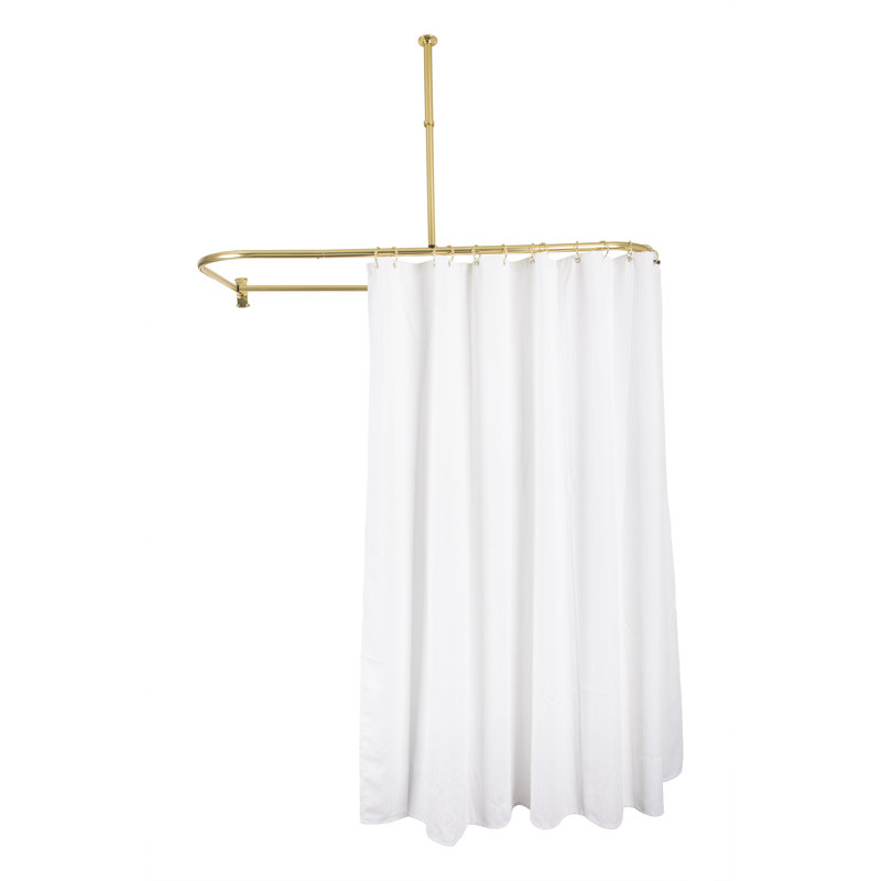Tringle de douche en aluminium en forme de D avec support de plafond pour baignoire autoportante Utopia Alley, 60 po de large par 25 po