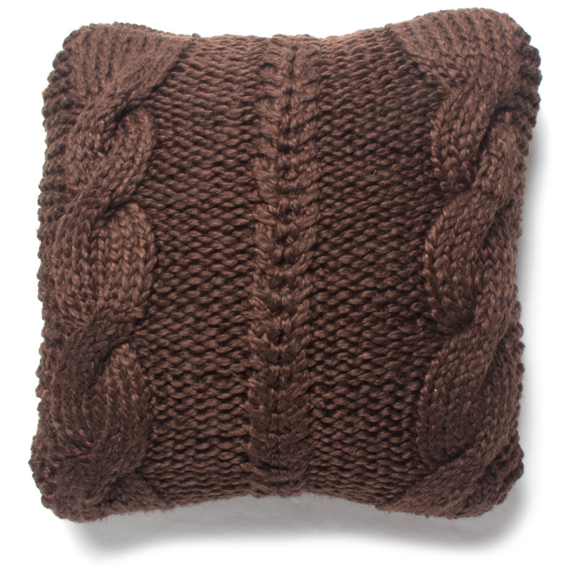 Aurelia Wool Square Pillow Cover & Insert, Chocolate